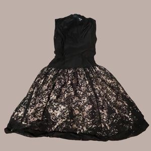 SLNY Formal Cream Black Dresss